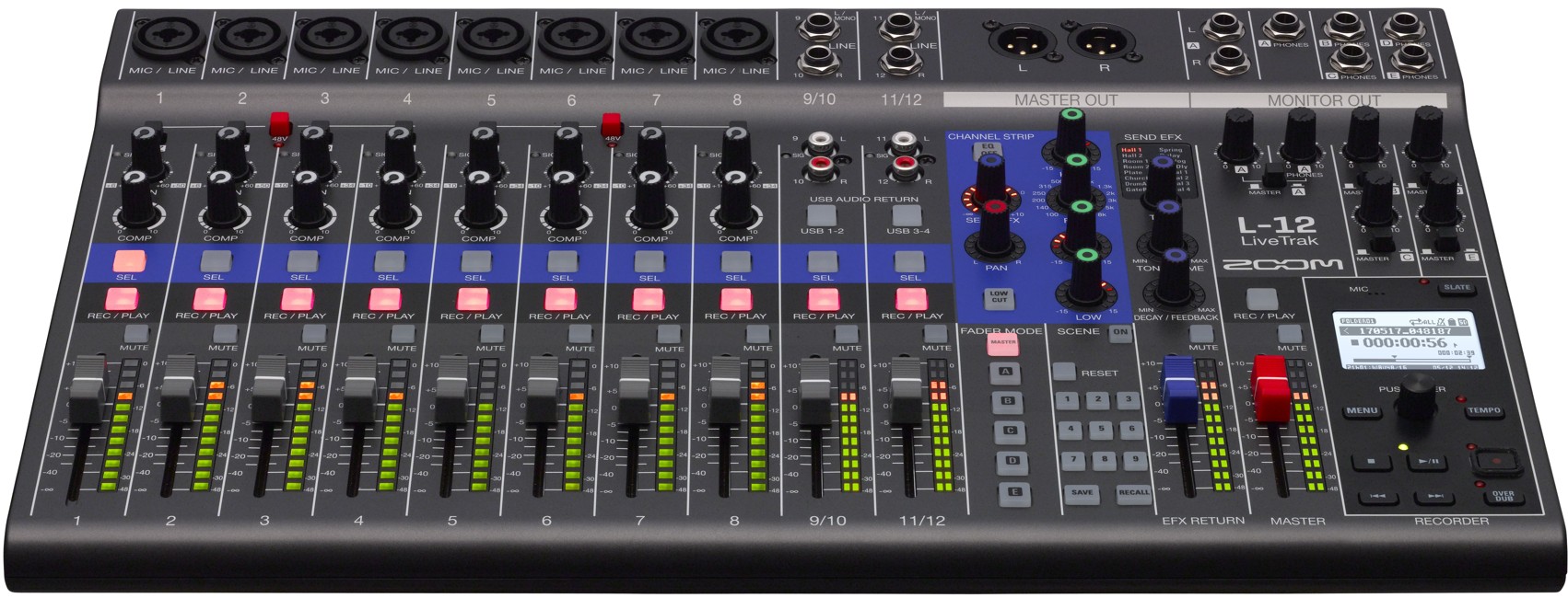 Zoom - L-12 LiveTrack - Digital Mixer, Audio Interface & Optager