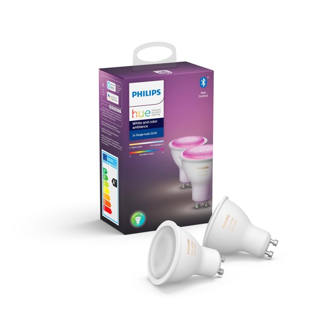 Philips Hue -  GU10 2-Pack - White & Color Ambiance - Bluetooth - E