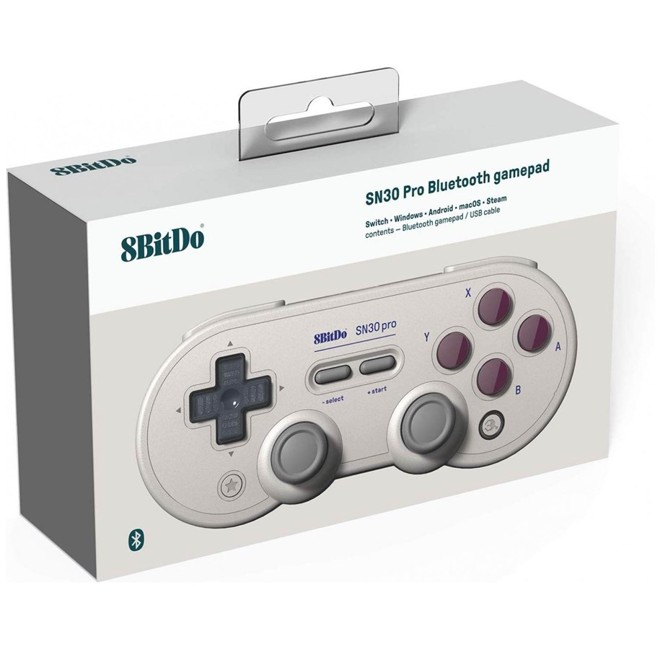 Retro 8BitDo SN30 Pro Classic Bluetooth Controller (White)