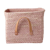 Rice - Small Square Raffia Basket with Leather Handles - Soft Pink thumbnail-1
