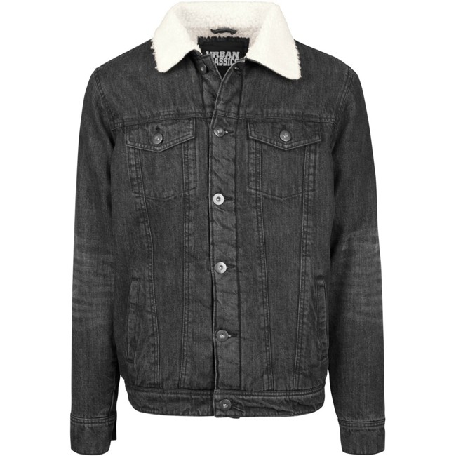 Urban Classics - SHERPA Denim Jacket black washed