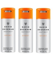 David Beckham - 3x Instinct Sport Deodorant Spray 150 ml