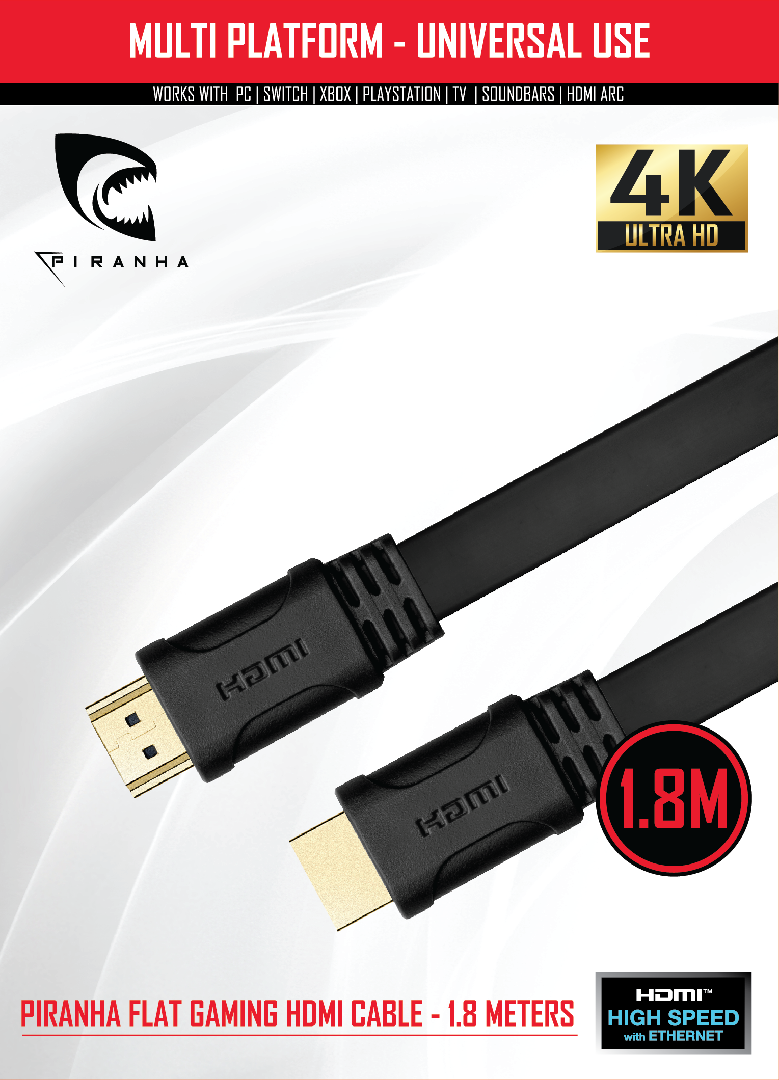 Piranha High Speed HDMI Cable 1.8M - Elektronikk