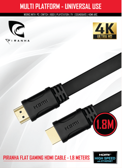 Piranha High Speed HDMI Cable 1.8M