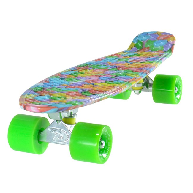 Land Surfer Cruiser Skateboard 22" CANDY BOARD SOLID GREEN WHEELS