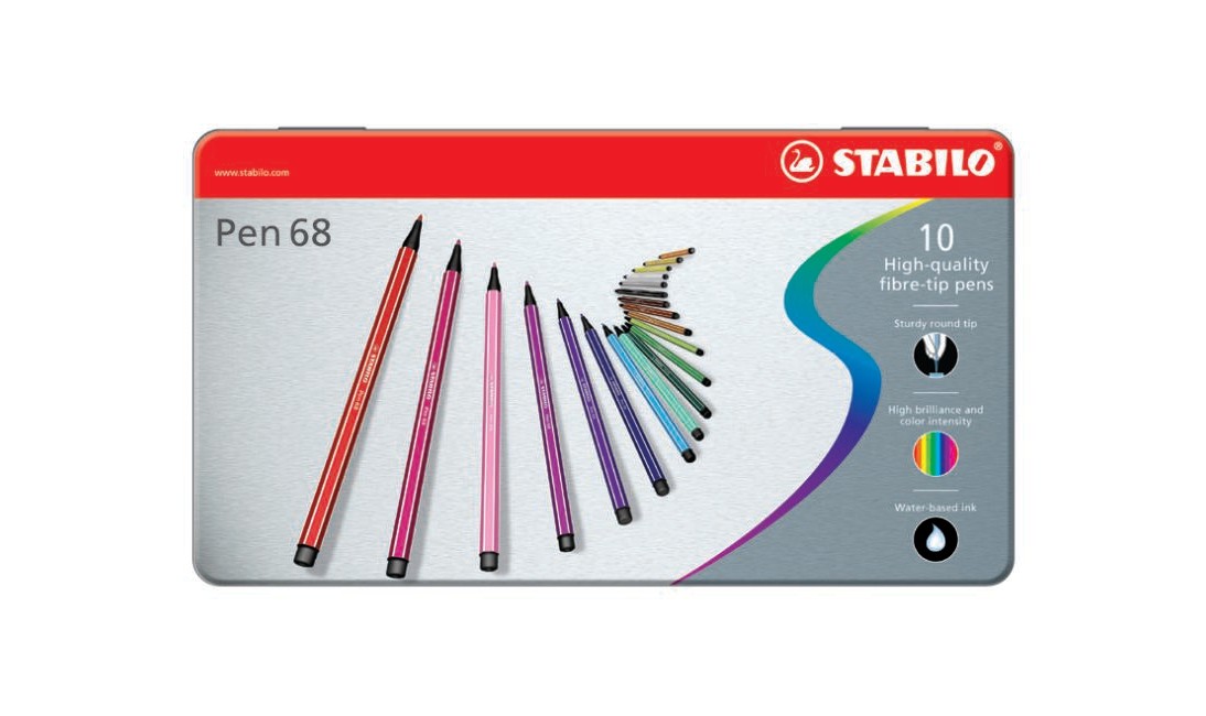 Stabilo - Pen 68 - Metal box of 10 Colours