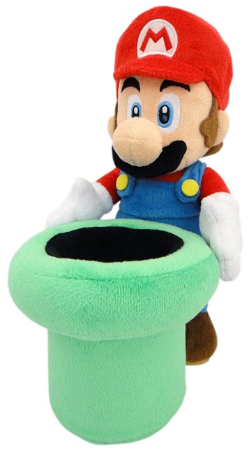 Official Nintendo Super Mario Plush Series Stuffed Toy - 9" Mario with Warp Pipe