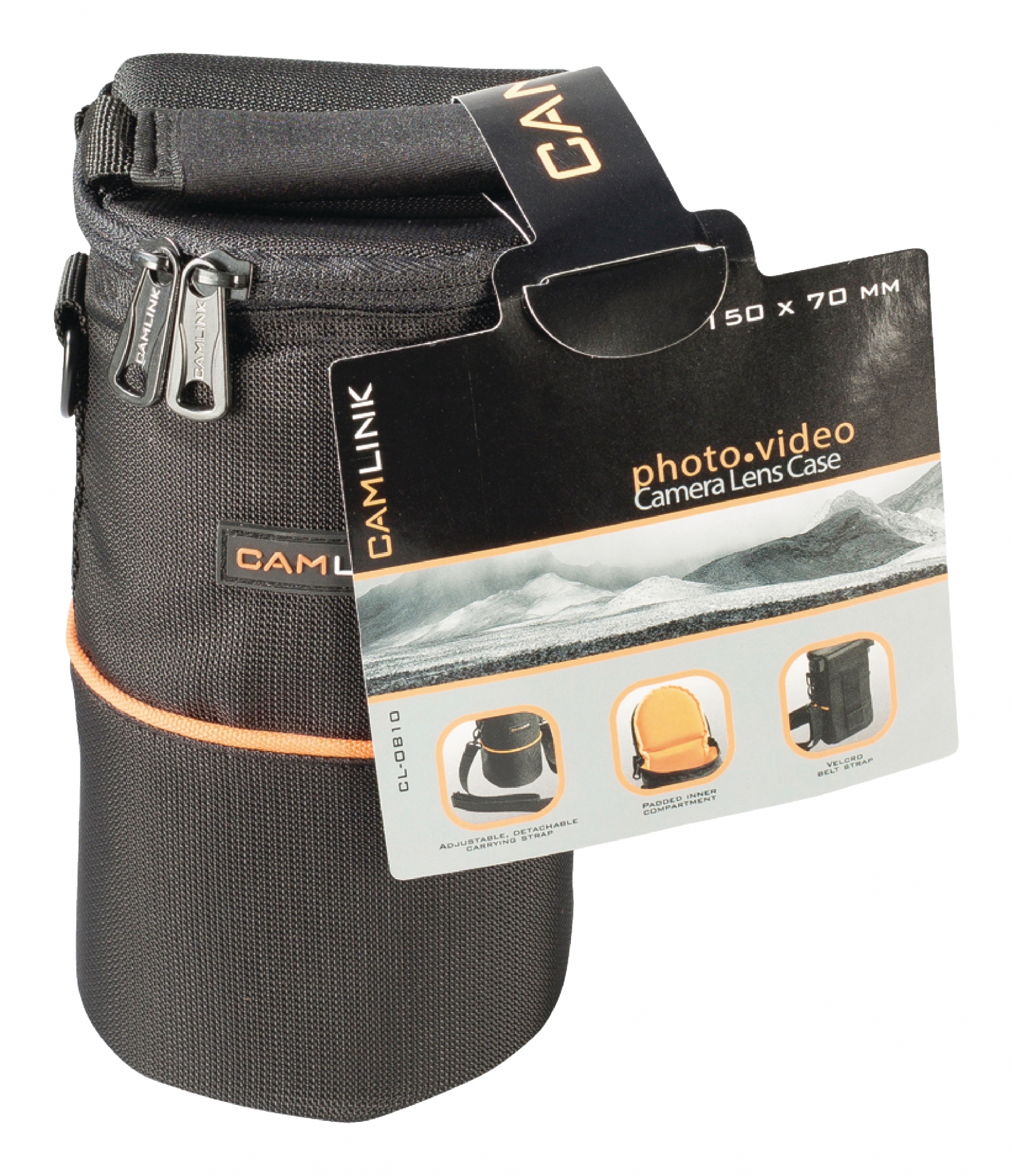 Køb Kamera objektiv taske sort/orange