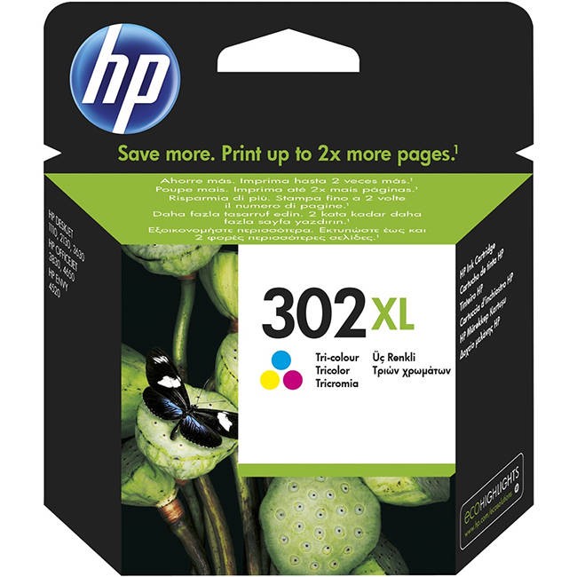Original HP 302XL High Capacity Tri-Colour Ink Cartridge (F6U67AE)