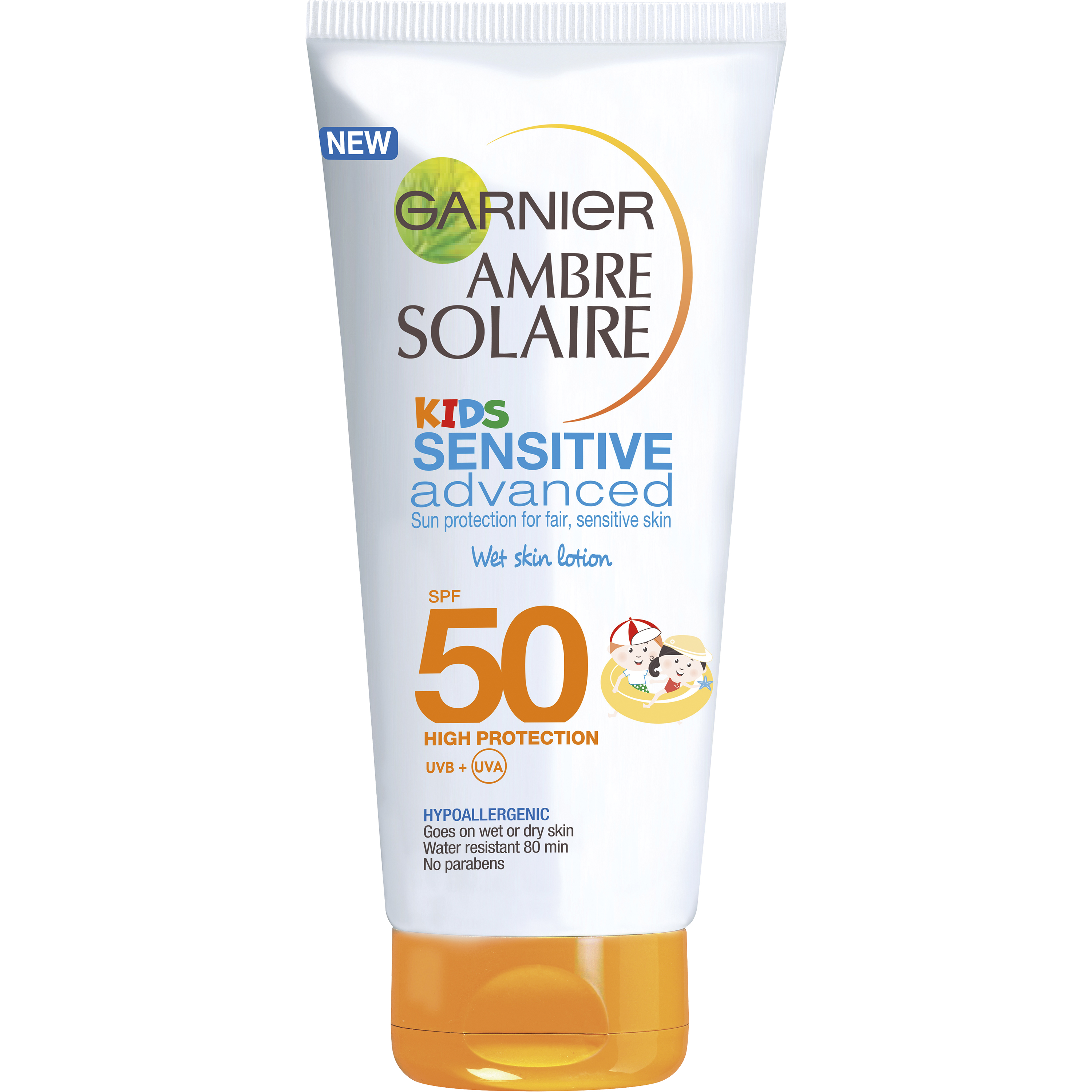 Garnier - Ambre Solaire - Kids Sensitive Adv. Easy Peasy Wet Skin Sunlotion 150 ml - SPF50