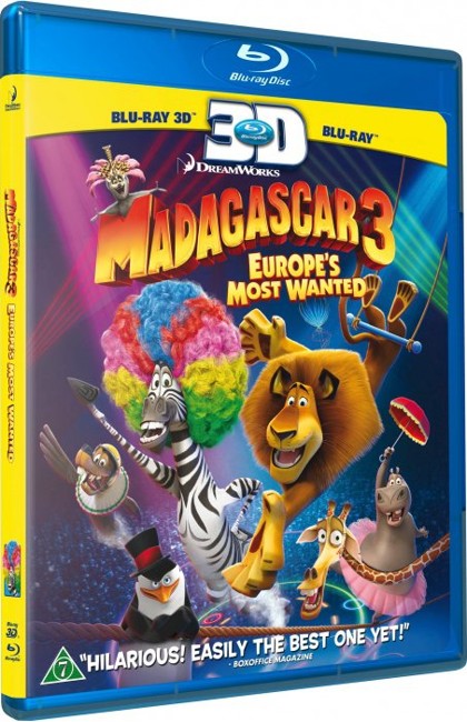 Madagascar 3: Efterlyst i Hele Europe (3D Blu-Ray)