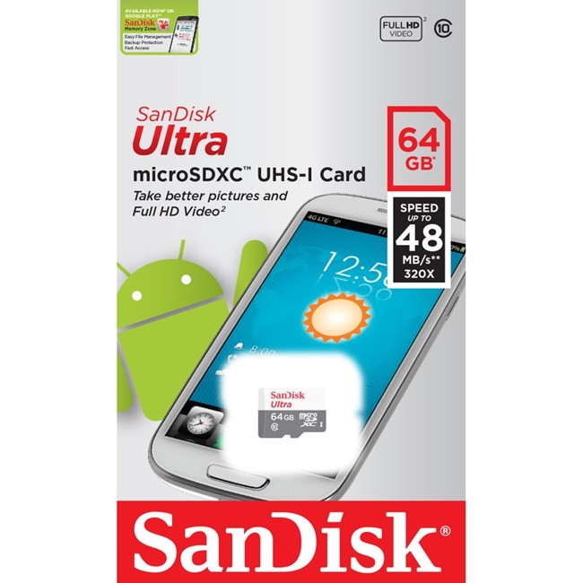Sandisk - MicroSDHC Ultra 64GB  48MB/s Class10