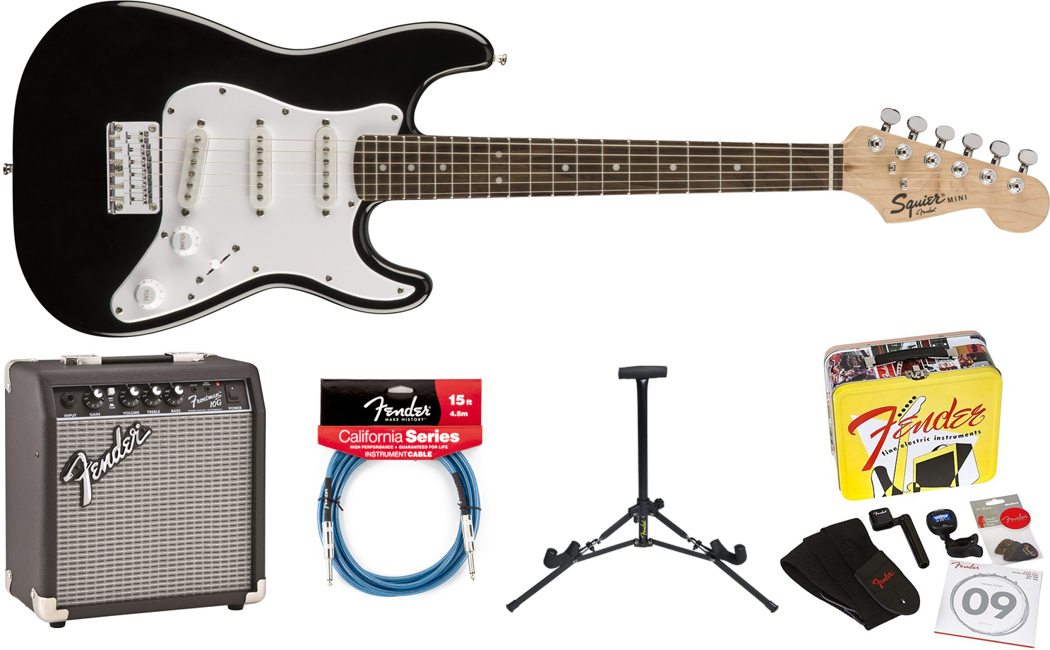 Squier By Fender - Mini Stratocaster - Elektrisk Guitar Start Pakke 2 (Black)