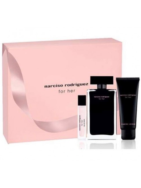 Narciso Rodrigues - For Her EDT 100 ml + Bodylotion 75 ml + EDT 10 ml - Gavesæt