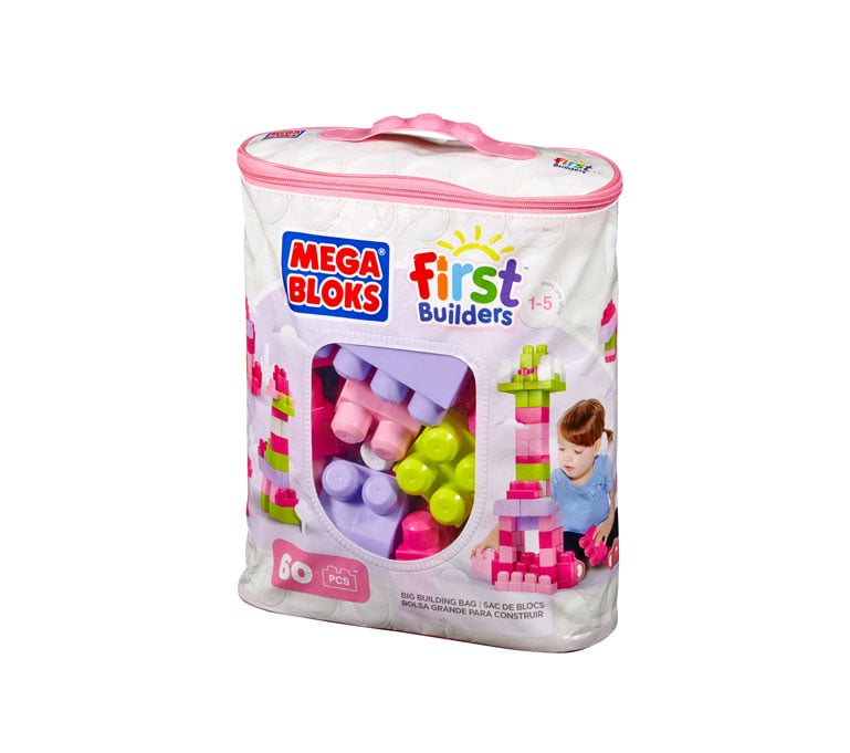 Mega Bloks - First Builders - Building Bag Pink, 60 pcs (8417) - Leker