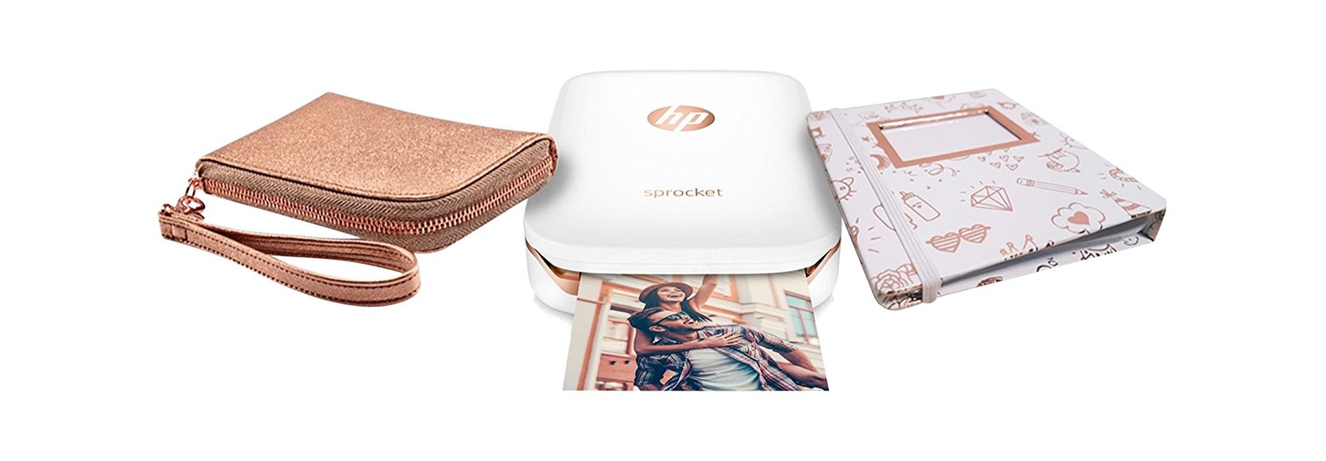 HP Sprocket Photo Printer Limited Edition, White and Rose Gold Gift Set