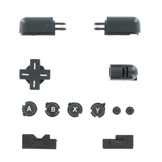 Zedlabz replacement button set inc D-Pad, A B X Y, triggers, hinge cover & volume power slider for Nintendo DS Lite - black