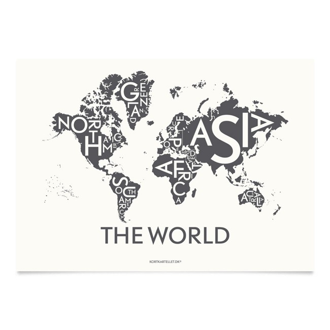 Kortkartellet - The World Plakat 70 x 100 cm - Koksgrå