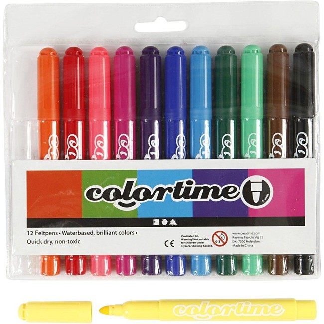 Colortime - Stift 5 mm - Standaardkleuren - 12 stuks