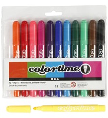 Colortime - Tuschpennor 5 mm - Standardfärger - 12 st.