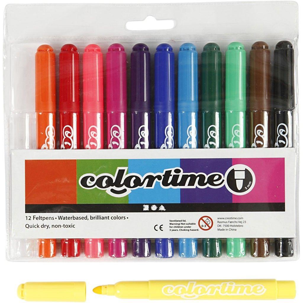 Colortime - Tusj 5 mm - Standardfarger - 12 stk. - Leker
