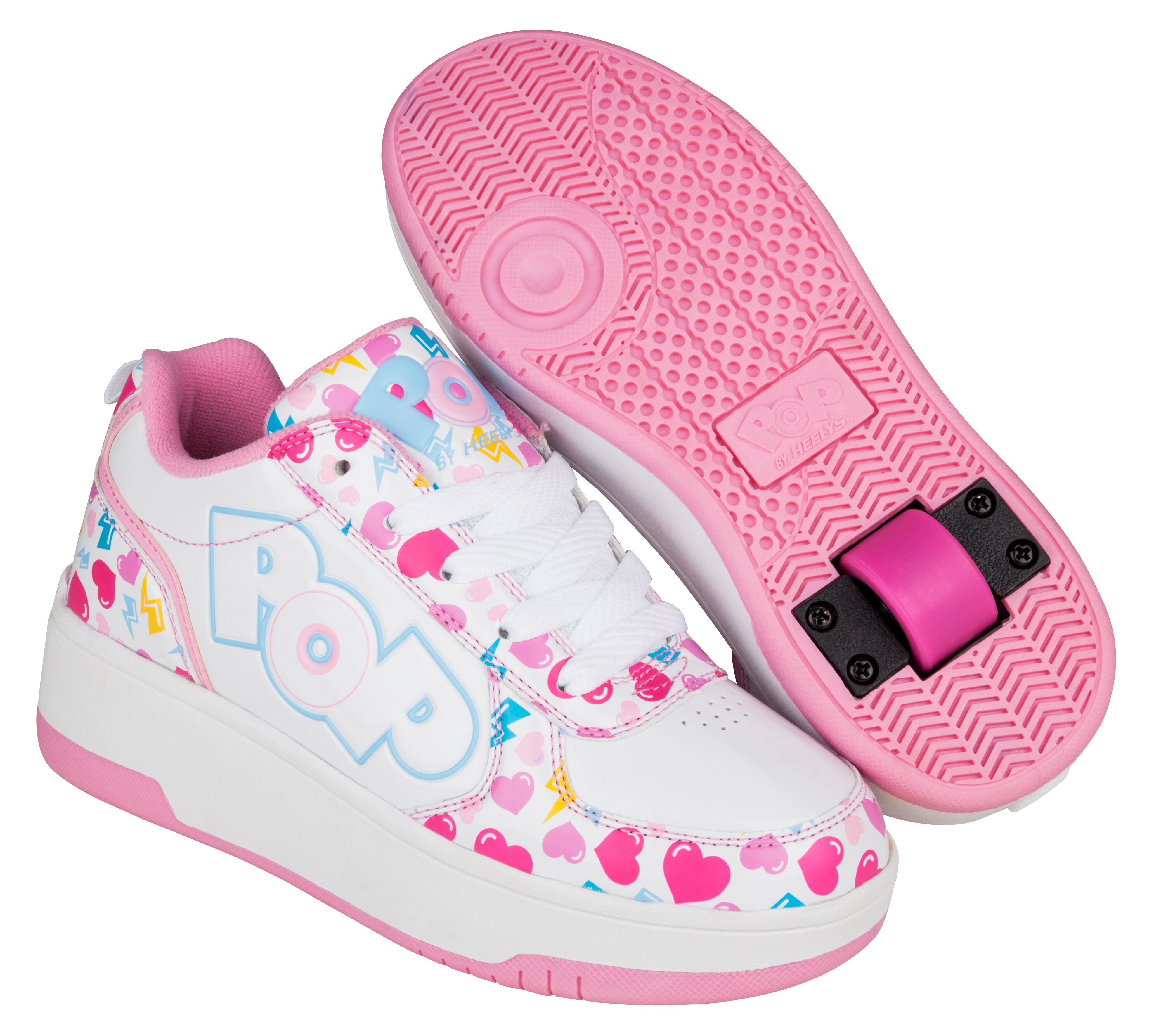 Heelys - Strike - White/Light Pink/Heart - Size 35 (POP-G1W-0044)