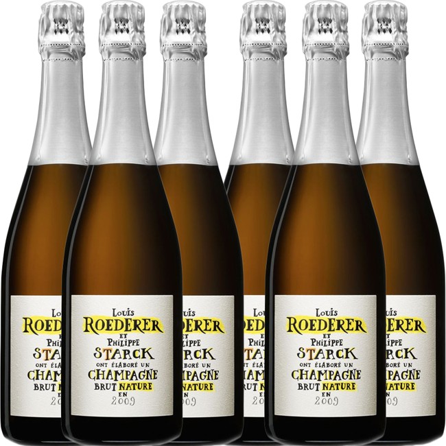6 x Louis Roederer - Philippe Starck Champagne Brut Nature, 578,16 kr. pr. fl.