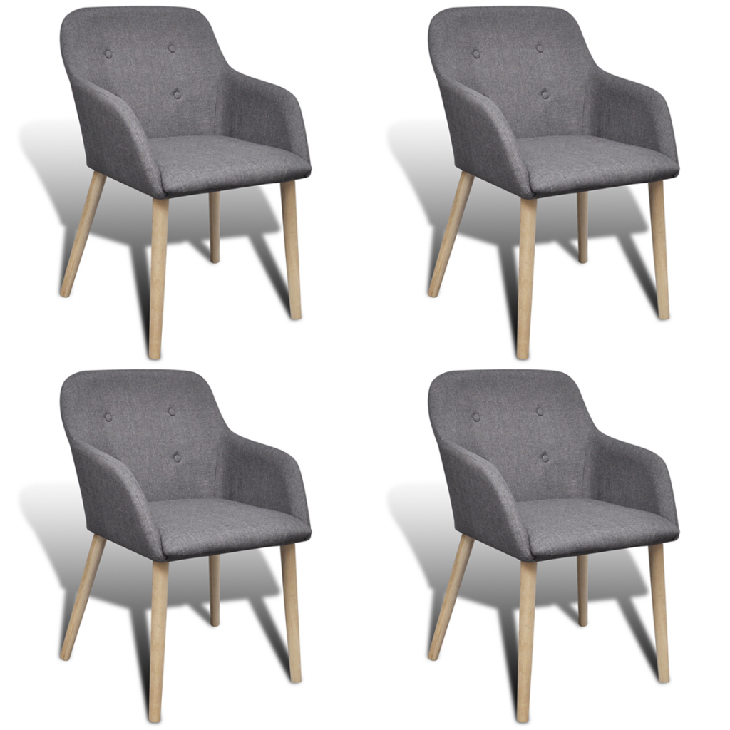 4 pcs Fabric Dining Chair Set with Oak Legs 4 Pcs Fabric Dining Chair Set With Oak