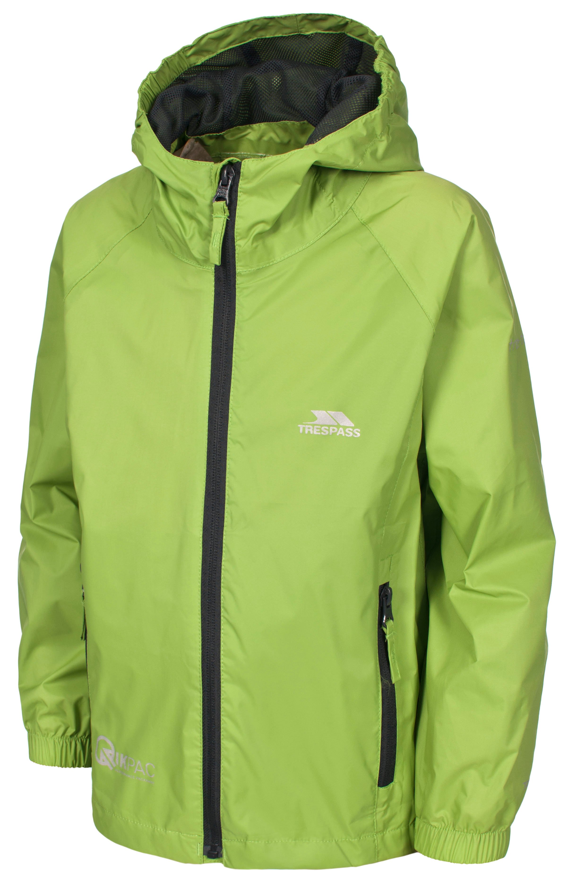 Boys Girls Trespass Qikpac Waterproof Jacket Unisex Kids Breathable Raincoat