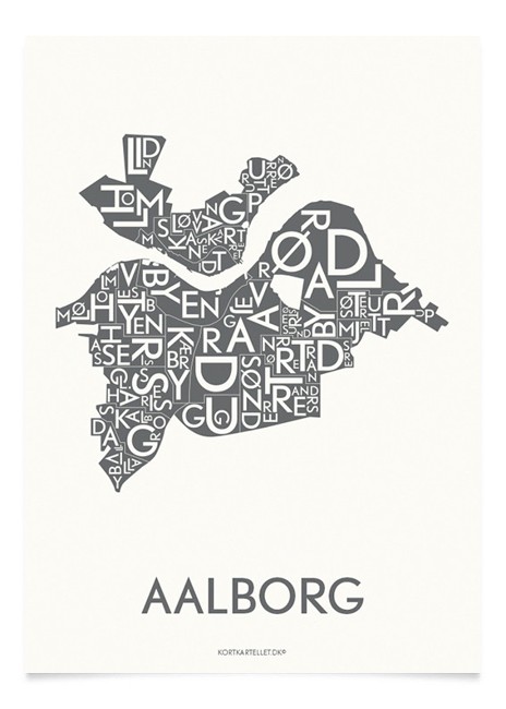 Kortkartellet - Aalborg Plakat 50 x 70 cm - Koksgrå