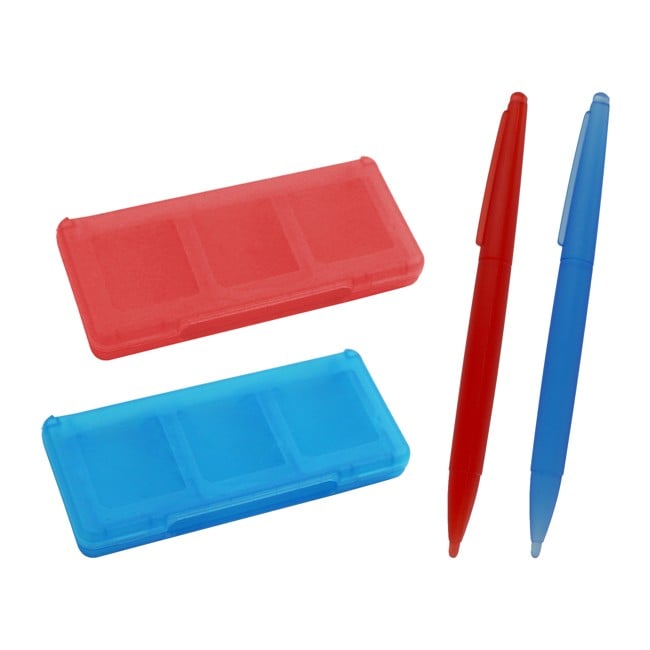 Large stylus and game case for Nintendo DS, DSi, 2DS, 3DS play and store kit – red & blue - ZedLabz