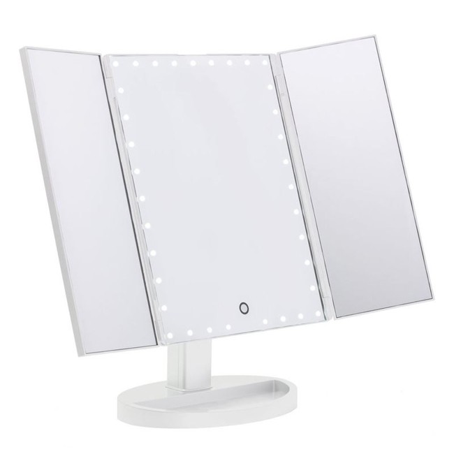 UNIQ® Hollywood Trifold Makeup Mirror With 21 LED Light Bulbs - White