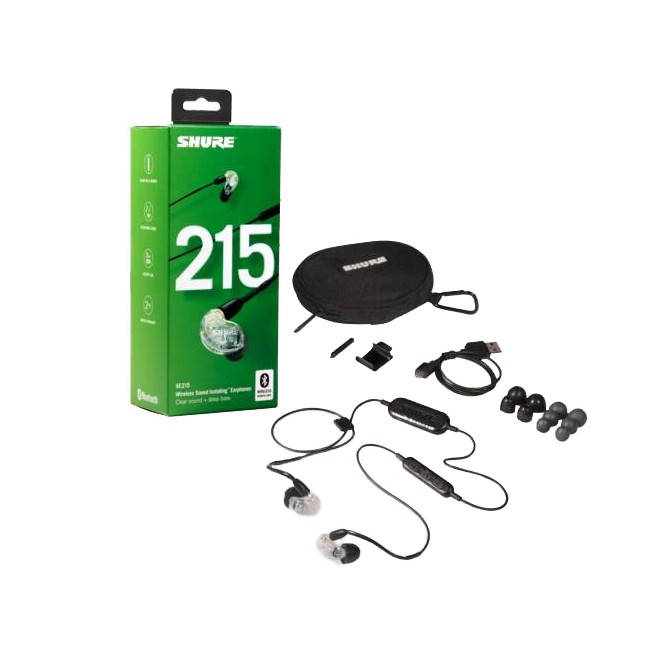 Shure - SE215-BT1 - Trådløs Lyd Isolerende In-Ear Hovedtelefoner (Clear)