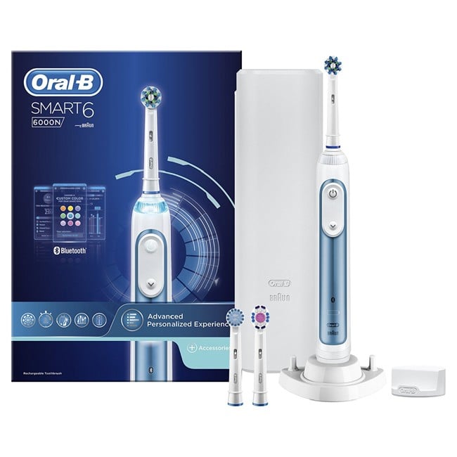 Oral-B Smart 6 Electric Rechargeable Toothbrush Powered by Braun – with New Li-Ion Battery (Ships with a UK 2 Pin Plug)
