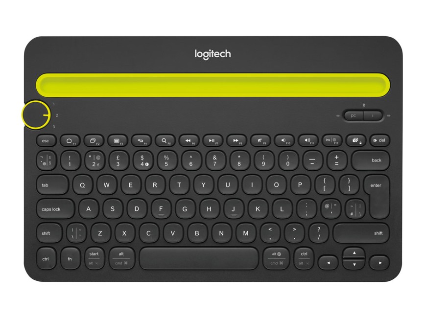 Logitech K480 MultiDevice Bluetooth Keyboard for PC Smartphone + Tablet - Black