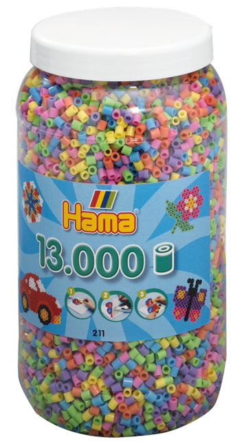 HAMA Perler - Midi -  13.000 perler i dåse - Pastel Mix
