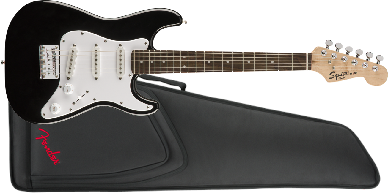 Squier By Fender - Mini V2 Stratocaster - Elektrisk 3/4 Guitar Inklusiv Gigbag (Black)