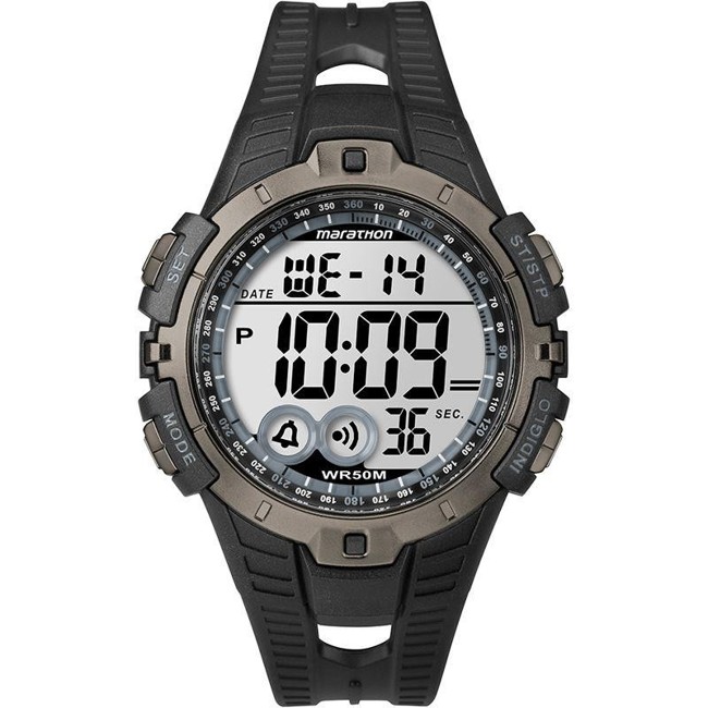 Timex Mens Quartz Watch with LCD Dial Digital Display and Resin Strap Black