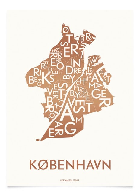 Kortkartellet - København Plakat 70 x 100 cm - Kobber