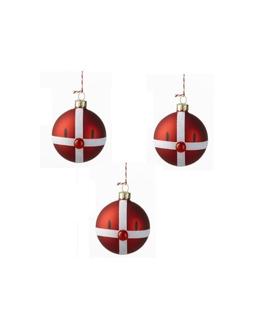 Hoptimist - Danmark Julekugler Sæt á 3​ - Rød
