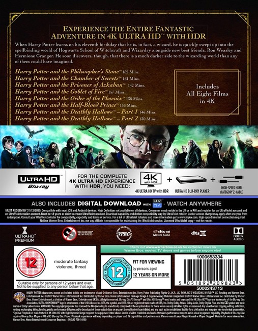 Harry Potter: The Complete 8-film Collection (4K Blu-Ray) (UK Import)