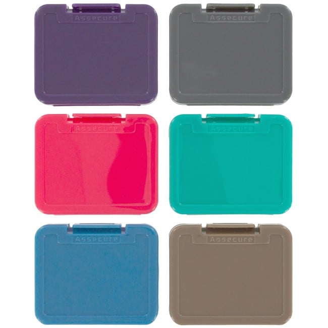 Individual tough plastic cases for SD SDHC SDXC & Micro SD memory cards opaque - 6 pack limited edition multi colour - Assecure
