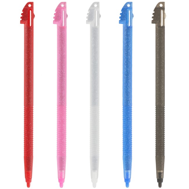 ZedLabz slot in stylus touch screen pen set for Nintendo 3DS XL - 5 pack multi colour glitter