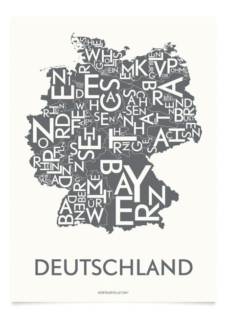 Kortkartellet - Tyskland Plakat 50 x 70 cm - Koksgrå
