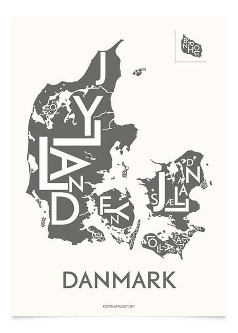 Kortkartellet - Danmark Plakat 70 x 100 cm - Koksgrå