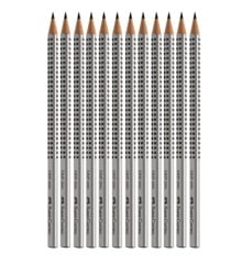 Faber-Castell - Grip 2001 blyant - HB - sølv, 12 stk