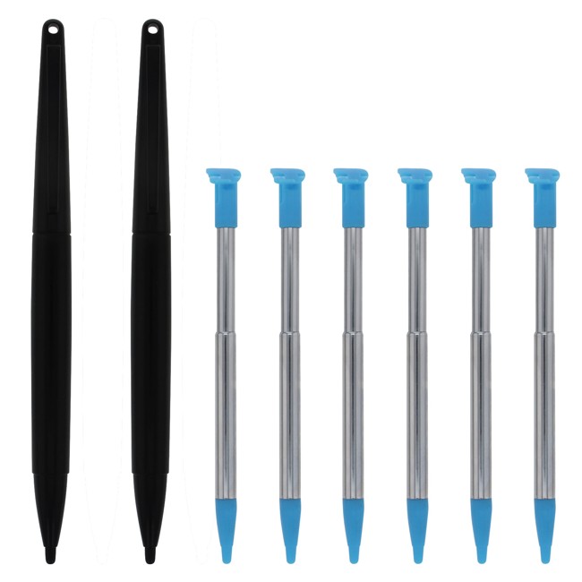ZedLabz extendable metal slot in & XL stylus pen pack for Nintendo New 2DS XL - 8 pack blue