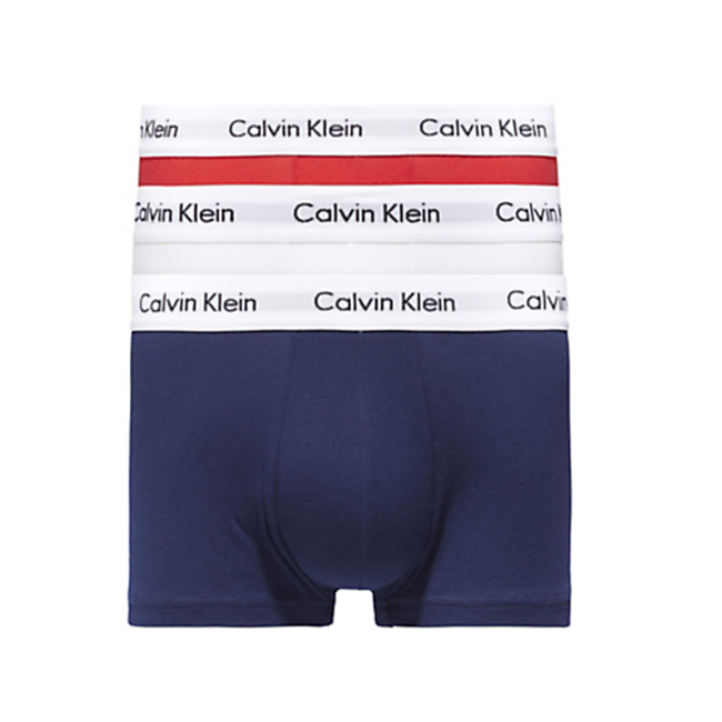 Calvin Klein 3 Pack Trunk Low Rise White / Blue / Red