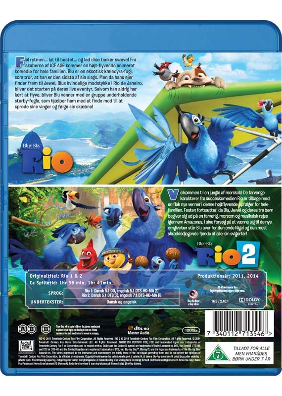 Kjop Rio 1 Rio 2 2 Disc Blu Ray