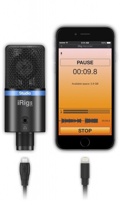 IK Multimedia - iRig Mic Studio - Digital Stormembrans Mikrofon Til PC/Mac, iOS & Android Devices (Black)